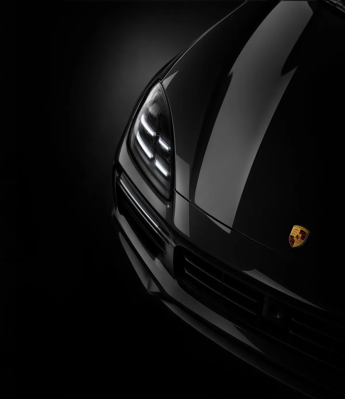 Front of a black Porsche with gloss protection